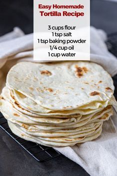 homemade tortilla recipe with instructions for how to make tortillas in the microwave