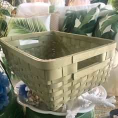 a large basket sitting on top of a table