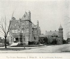 an old black and white photo of a building