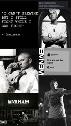 some black and white images with words on them, including an image of emi emim