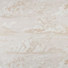 an old wallpaper with clouds on it in beige and white colors, as well as the sky