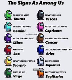 the signs as among us in different colors and font, with an image of elephants on them