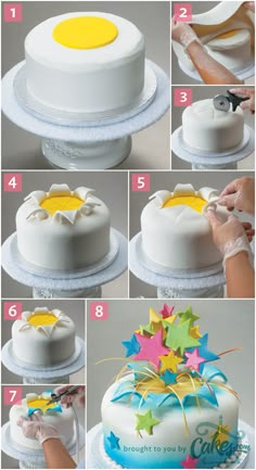 instructions for how to make a cake with fondant flowers