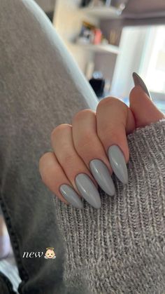 Grey Nails, Wow Nails, Almond Acrylic Nails