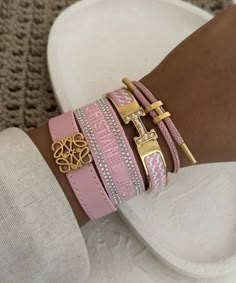 Hermes Bracelet Aesthetic, Pink Hermes Bracelet, Hermes Bracelet Stack, Loewe Aesthetic, Pink Hermes, Hermes H Bracelet, Hermes Aesthetic, Jing Wen, Jewellery Wishlist