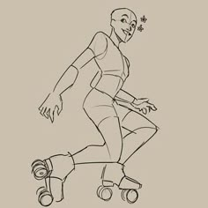 a drawing of a man riding a skateboard