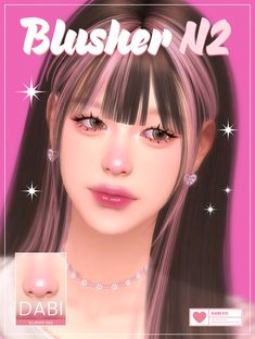 an anime character with long hair and pink eyes is featured on the cover of blusher n2