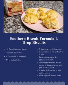 some biscuits on a pink plate next to a bag of biscuits