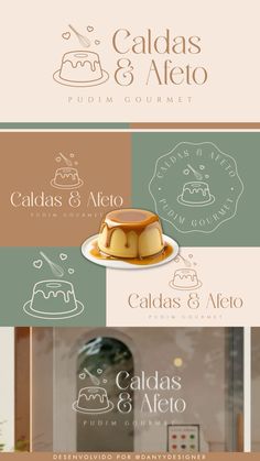 some logos for cakes and confections that are designed to look like desserts