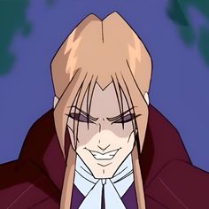 an anime character with long blonde hair wearing a red jacket and white collared shirt