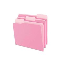 pink file folders on white background