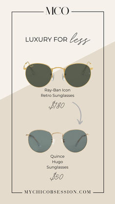 Sunglasses are a key piece of your summer outfit, and if you like the look of the Ray-Ban Icon Retros and are looking for alternatives at a lower price, try the Hugo pair from Quince. Luxury Sunglasses, Retro Sunglasses, Quince, Summer Outfit, Ray Ban, Ray Bans