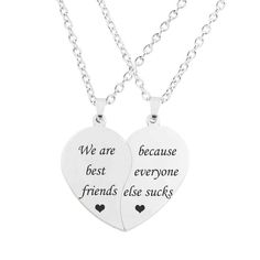 PRICES MAY VARY. 💖Basic Information:Material: stainless steel; Size: Length of the necklace is 18 inches; Form:2PCS Split heart engraved WE ARE BEST FRIENDS,BEACAUSE EVERYONE ELSE SUCKS necklaces. Best Friend Gifts for Teen Girls BFF Friendship Necklaces best friend gifts for women best friend necklaces for 2 girls friendship necklace for 2 bff necklace teens bff necklace for 2 couple necklaces best friend heart necklaces for 2 necklaces friendship split heart pendant necklace 💖Special design: Together Forever Never Apart, Necklace Best Friends, Bff Stuff, Bff Necklace, 2nd Birthday Gifts, Friendship Necklace, We Are Best Friends, Friend Jewelry, Bff Necklaces