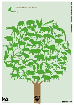 the tree is not just a tree, it's an image of animals and birds