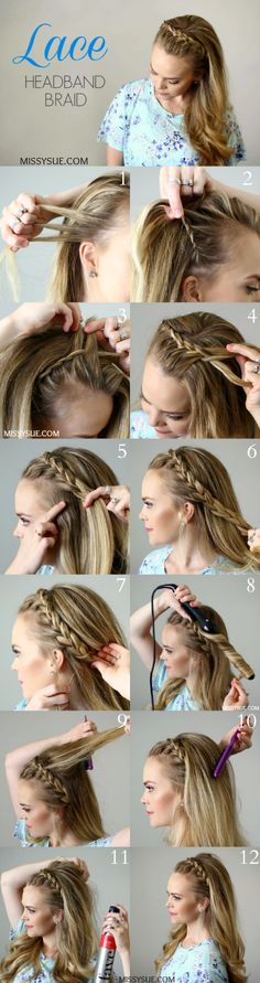 Lace Headband Braid Lace Headband Braid, Braids Tutorial Easy, How To Braid, Easy Braids, Hair And Beauty, Braided Hairstyles Tutorials, Braided Headband, Long Hairstyles