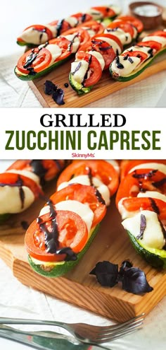 grilled zucchini caprese on a cutting board