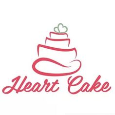 the heart cake logo is red and white