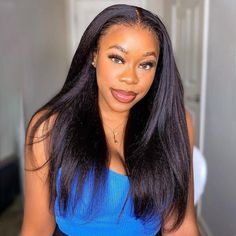 Kinky Straight 13x4 Invisible HD Lace Frontal Wig Yaki Human Hair Big Volume Hair, Purple Hair Highlights, Yaki Hair, Closure Wig, Lace Closure Wig, Straight Human Hair, Volume Hair, Straight Wig, Lace Frontal Wig