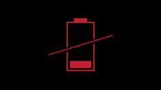 a black background with a red battery and a no symbol on the bottom right corner