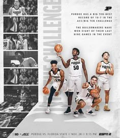 an advertisement for the college basketball team, which is featured in black and white photos