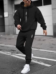 Army Green Shirt Outfit, Black Sweatpants Outfit Men, Black Sweatpants Outfit, Black Tracksuit, Sweatpants Outfit, Sweatsuit Set, Hoodie And Sweatpants, Black Sweatpants, Sweatpants Set