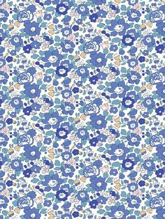 blue and yellow flowers are on a white wallpaper with an orange stripe in the center