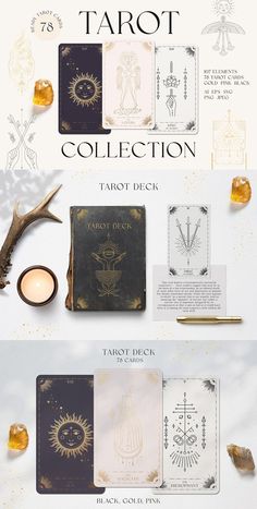 the tarot collection has been designed to look like it is being used as an art project