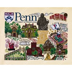 the pennsylvania state map is shown with many different things to see and do in it