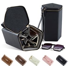 PRICES MAY VARY. Start your trip with our carefully crafted 5-slot sunglasses/eyewear travel case. This is tailor-made for travelers and home lovers. You can easily organize multiple pairs of sunglasses/Eyeglasses and ensure they are always with you on the road. With its unique pentagonal design, this sunglasses/Eyegalsses travel case can hold up to five pairs of glasses at a time, combining functionality and elegance. The zippered. A fully enclosed design not only provides a sense of security t Sunglasses Organizer, Women Eyeglasses, Eyeglass Case, Eyewear Accessories, Travel Case, Eyewear Sunglasses, Fashion Handbags, Travel Accessories, Sunglasses Accessories