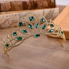 This Dress is fashionable for every occasion. the dress is made-to-order by professional tailors. You can choose from 50 colors, Regular sizes 2 to 16 and plus sizes 14w to 26W. Custom size is also available. Emerald Green Quinceanera Theme Tiara, Emerald Green Quince Crown, Green Dress Accessories Jewelry, Emerald Green Tiara, Emerald Green Crown, Emerald Green Quince Dress, Crown Wedding Dress, Emerald Crown, Green Tiara