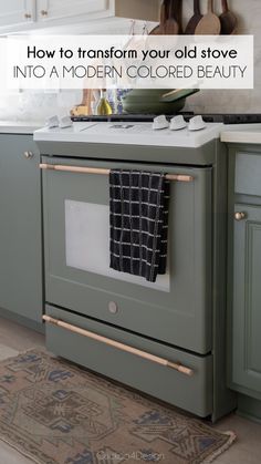 an old stove with the words how to transform your old stove into a modern colored beauty