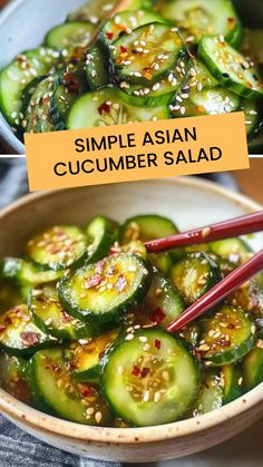 Simple asian cucumber salad Cucumber Rice, Resep Salad, Rice Wine Vinegar, Quick Easy Dinner, Rice Wine, Wine Vinegar