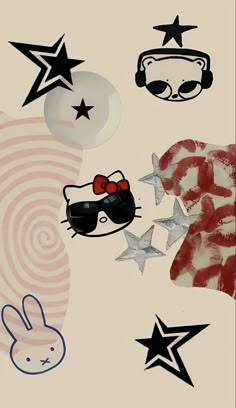 an image of hello kitty wallpaper with stars