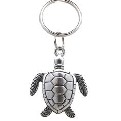 a metal key chain with a turtle on it