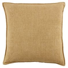 a tan pillow on a white background