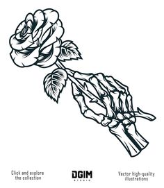 a black and white drawing of a rose