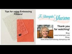 an advertisement for stamping embossing folders with the words thank you for watching