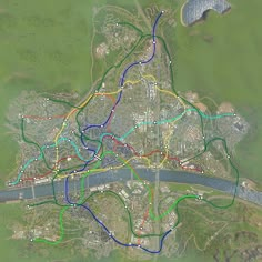 an aerial view of a large city with lots of roads