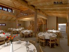 an empty dining room with tables and chairs