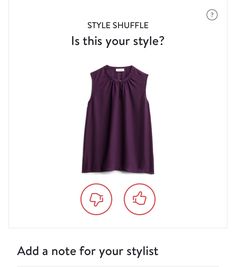 I love beautiful colors!! I don’t have many deep purple tops. Stylist I’m looking for beautiful colors in tops. I like the higher collar. That would br great under a cardigan or a blazer. Purple Tops