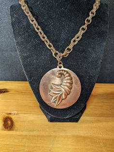 "Lovely pendant necklace of a Cornacopia basket.  The face of the pendantis done in a repousse style giving it a 3 dimensional look.   The pendant is 2.25\" tall and wide.  The chain is 24 inches long.Please check out my shop for all kinds of gift ideas. Vintage and Contemporary options: https://mrmugginsmarket.etsy.com" Handmade Vintage Copper Necklace, Vintage Copper Necklace With Round Pendant, Vintage Copper Round Pendant Jewelry, Vintage Copper Necklace With Adjustable Chain, Copper Necklace 1stdibs, Mermaid Pendant, Pendant Watches, Quartz Pendant, Wedding Jewellery Necklace