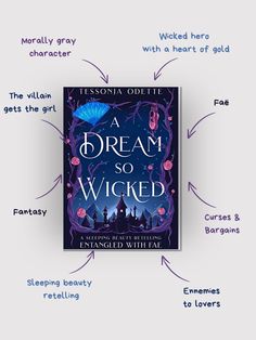 the book cover for a dream so wiked by susan o'delle, with an arrow pointing to it