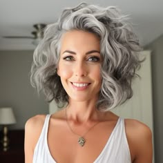 Over 60 Grey Hairstyles For Women, Elegant Haircut, Hair Oval Face, Grey Hair Inspiration, Gray Hair Cuts, Short Grey Hair, Blending Gray Hair, Ash Blonde Hair, Stylish Haircuts