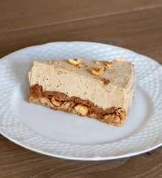 a piece of cake sitting on top of a white plate