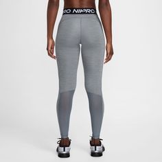 The Nike Pro 365 Women's Tights are perfect for your workout collection. They're snug to your body, ensuring they won't interfere with your best workout. Plus, the Nike branding around the waist will let everyone in the gym know you have an eye for quality. Features: Mid-rise. Tight, body-hugging fit. Nike Dri-FIT technology helps you stay dry, comfortable and focused. A wide, smooth mid-rise waistband feels supportive around your core. Ventilated mesh panels along the back of the lower legs cre Mesh Panel Leggings, Women's Tights, Nike Branding, Nike Pro Leggings, White Kicks, Gym Fits, Best Workout, Nike Leggings, Stretch Leggings