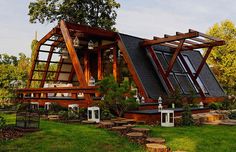 a house that has been built into the grass