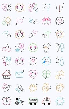 an image of different colored doodles on a white background with the words love written in it