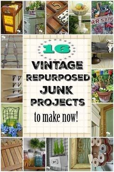 the cover of an old book with pictures of furniture and decor in different stages of being repurposed junk projects to make now