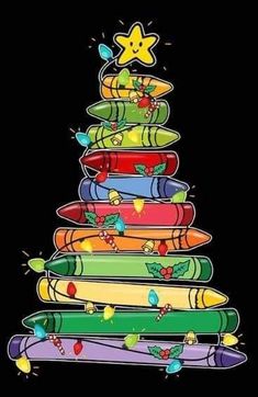 a colorful christmas tree made out of books