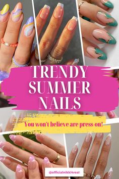 Get your nails ready for summer with the hottest trends of 2024! From vibrant neon shades and tropical designs to pastel hues and chic nail art, find the perfect summer nail ideas to make your manicure pop. Click to explore the best polishes and tools available on Amazon, read reviews, and shop your favorites. Shine bright this summer with stunning nails! 💖 #SummerNails #NailArt #2024Trends 🌸🛍️ Nail Ideas For The Summer, Trendy Nails For Summer, Cute Trendy Nails, Color Trends 2024, Nails For Summer, Stunning Nails, Short Fake Nails